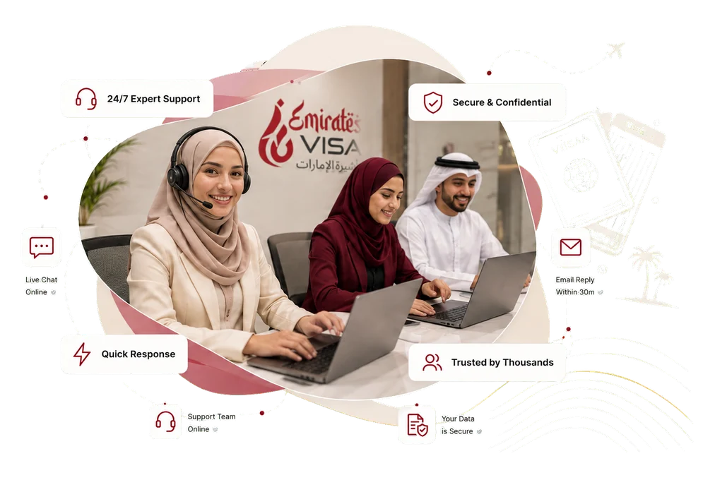 Visa support team helping travelers