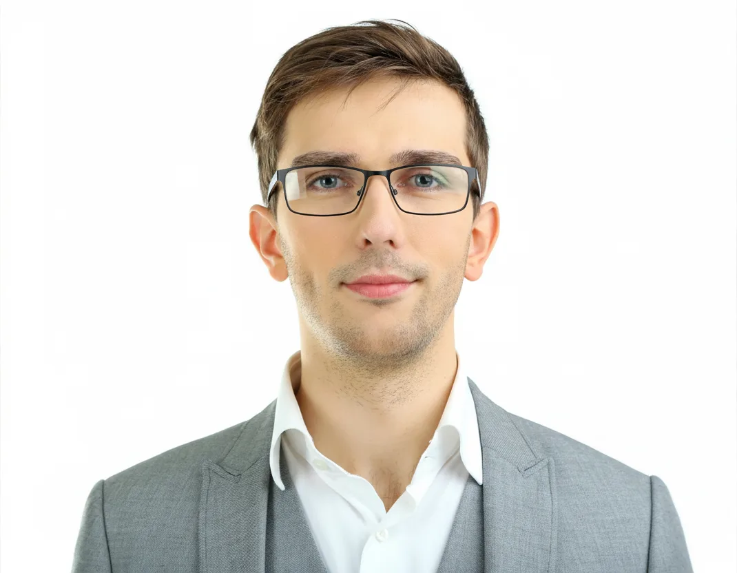 Rejected photo example: wearing glasses