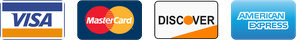 We accept Visa, MasterCard, Discover and American Express