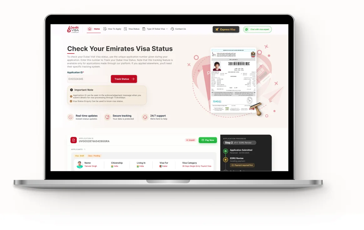 Tracking the Emirates visa status and downloading the approved visa